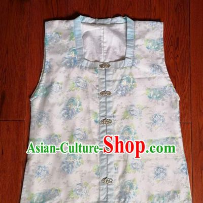 Traditional Chinese Ming Dynasty Replica Costumes Ancient Palace Princess White Silk Vest for Women
