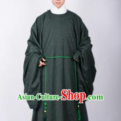 Chinese Traditional Ming Dynasty Scholar Hanfu Green Robe Ancient Taoist Priest Costume for Men