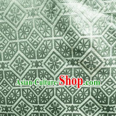 Chinese Classical Snowflake Pattern Green Silk Fabric Traditional Ancient Hanfu Dress Brocade Cloth