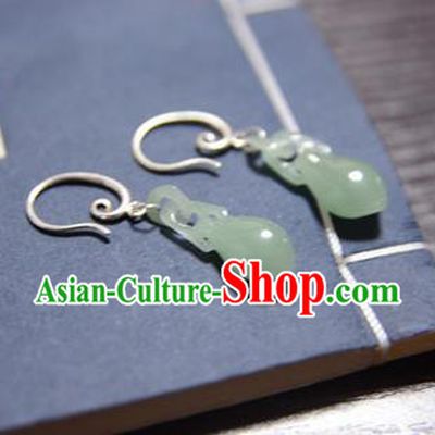 Chinese Traditional Ancient Court Princess Jade Earrings Classical Hanfu Ear Accessories for Women