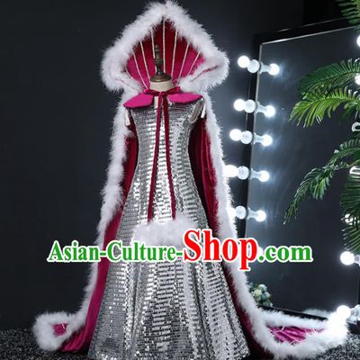 Top Grade Children Day Dance Performance Argent Dress Kindergarten Girl Cosplay Queen Stage Show Costume for Kids