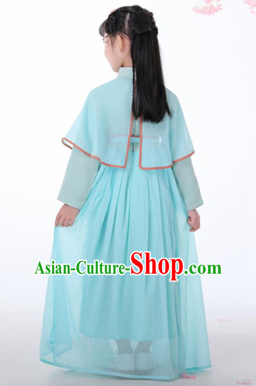 Chinese Traditional Children Blue Hanfu Dress Classical National Tang Suit Costume for Kids Chinese Traditional Children Blue Hanfu Dress Classical National Tang Suit Costume for Kids