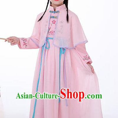 Chinese Traditional Children Pink Hanfu Dress Classical National Tang Suit Costume for Kids