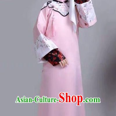 Chinese Traditional Qing Dynasty Girls Pink Qipao Dress Ancient Manchu Princess Costume for Kids