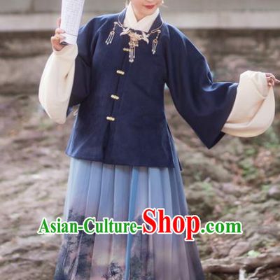 Traditional Chinese Ming Dynasty Female Winter Replica Costumes Ancient Nobility Lady Hanfu Dress for Women
