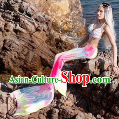 Halloween Cosplay Mermaid Colorful Fishtail Swimwear Dress Nylon Fish Tail Skirt Clothing for Women