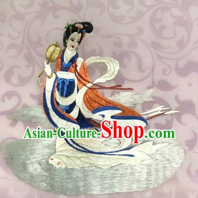 Chinese Traditional Suzhou Embroidery Goddess Cloth Accessories Embroidered Patches Embroidering Craft