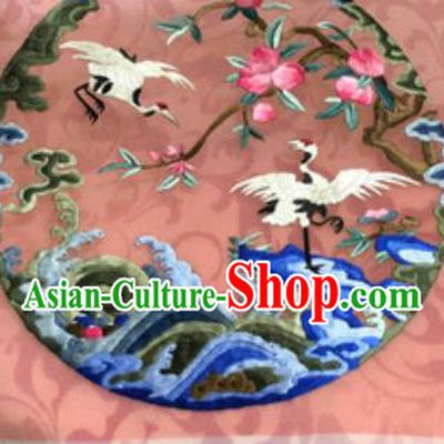 Chinese Traditional Suzhou Embroidery Wave Cranes Cloth Accessories Embroidered Patches Embroidering Craft