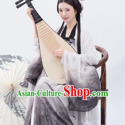 Traditional Chinese Tang Dynasty Court Lady Replica Costumes Ancient Imperial Concubine Grey Hanfu Dress for Women