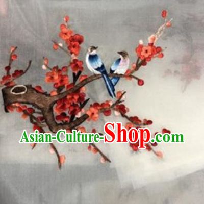 Chinese Traditional Suzhou Embroidery Red Plum Cloth Accessories Embroidered Patches Embroidering Craft