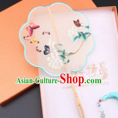 Chinese Traditional Suzhou Embroidery Palace Fans Embroidered Fans Embroidering Craft