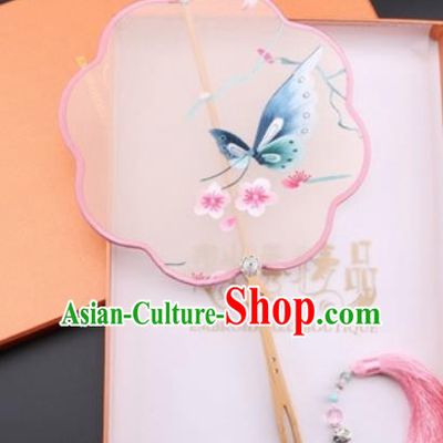 Chinese Traditional Suzhou Embroidery Butterfly Palace Fans Embroidered Fans Embroidering Craft