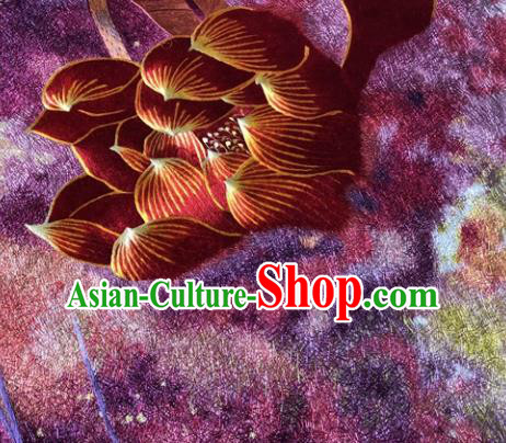 Chinese Traditional Suzhou Embroidery Red Lotus Silk Picture Embroidered Patches Embroidering Craft Chinese Traditional Suzhou Embroidery Red Lotus Silk Picture Embroidered Patches Embroidering Craft