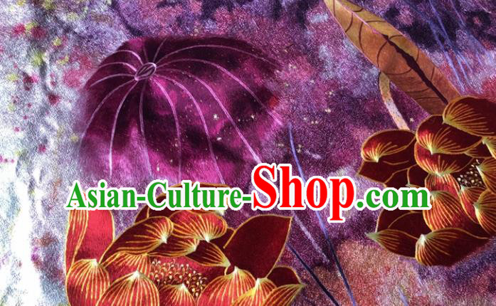 Chinese Traditional Suzhou Embroidery Red Lotus Silk Picture Embroidered Patches Embroidering Craft Chinese Traditional Suzhou Embroidery Red Lotus Silk Picture Embroidered Patches Embroidering Craft