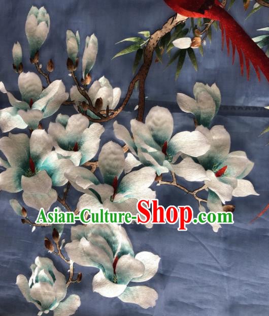 Chinese Traditional Suzhou Embroidery Yulan Magnolia Silk Picture Embroidered Patches Embroidering Craft Chinese Traditional Suzhou Embroidery Yulan Magnolia Silk Picture Embroidered Patches Embroidering Craft