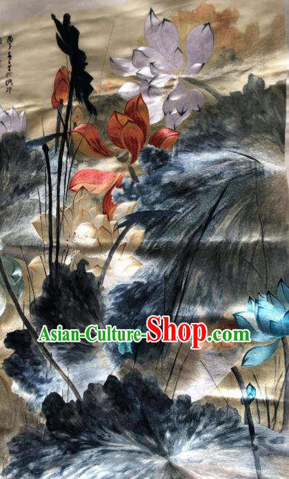Traditional Chinese Handmade Suzhou Embroidery Lotus Silk Picture Embroidered Patches Embroidering Craft Traditional Chinese Handmade Suzhou Embroidery Lotus Silk Picture Embroidered Patches Embroidering Craft