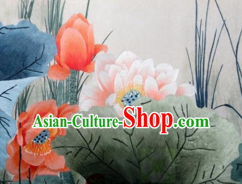 Traditional Chinese Handmade Suzhou Embroidery Lotus Wall Picture Embroidered Scroll Embroidery Craft Traditional Chinese Handmade Suzhou Embroidery Lotus Wall Picture Embroidered Scroll Embroidery Craft