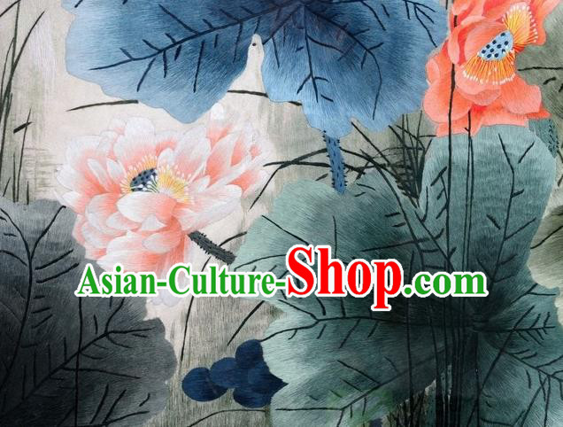 Traditional Chinese Handmade Suzhou Embroidery Lotus Wall Picture Embroidered Scroll Embroidery Craft Traditional Chinese Handmade Suzhou Embroidery Lotus Wall Picture Embroidered Scroll Embroidery Craft