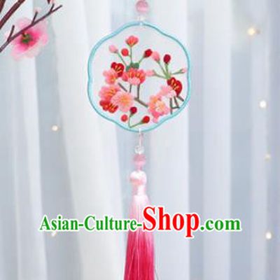 Traditional Chinese Handmade Embroidery Plum Blossom Hazelin Pendant Embroidered Amulet Accessories