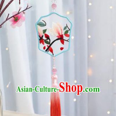 Traditional Chinese Handmade Embroidery Yulan Magnolia Hazelin Pendant Embroidered Amulet Accessories