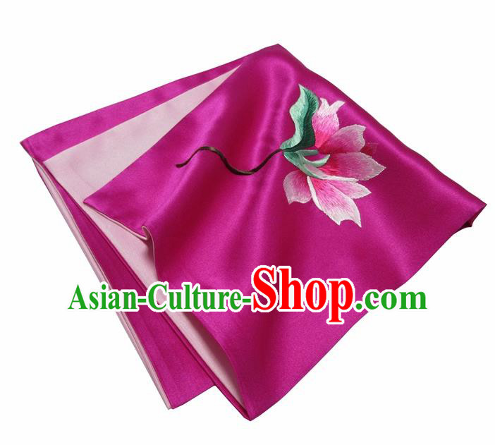 Chinese Traditional Handmade Embroidery Magnolia Rosy Silk Handkerchief Embroidered Hanky Suzhou Embroidery Noserag Craft Chinese Traditional Handmade Embroidery Magnolia Rosy Silk Handkerchief Embroidered Hanky Suzhou Embroidery Noserag Craft