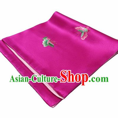Chinese Traditional Handmade Embroidery Butterfly Rosy Silk Handkerchief Embroidered Hanky Suzhou Embroidery Noserag Craft