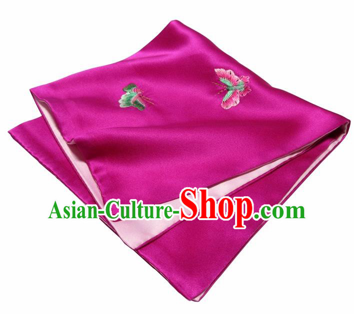 Chinese Traditional Handmade Embroidery Butterfly Rosy Silk Handkerchief Embroidered Hanky Suzhou Embroidery Noserag Craft Chinese Traditional Handmade Embroidery Butterfly Rosy Silk Handkerchief Embroidered Hanky Suzhou Embroidery Noserag Craft