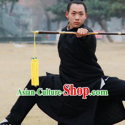 Chinese Traditional Martial Arts Winter Black Priest Frock Kung Fu Taoist Priest Tai Chi Costume for Men