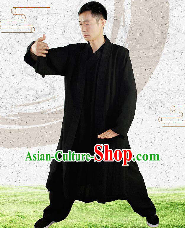 Traditional Chinese Martial Arts Black Outfits Kung Fu Wudang Taoist Priest Tai Chi Costume for Men Traditional Chinese Martial Arts Black Outfits Kung Fu Wudang Taoist Priest Tai Chi Costume for Men