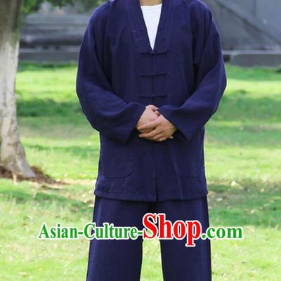 Traditional Chinese Martial Arts Wudang Taoist Priest Navy Outfits Kung Fu Tai Chi Costume for Men