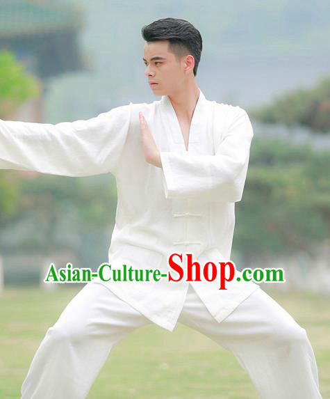 Traditional Chinese Wudang Taoist Priest Kung Fu Tai Chi White Outfits Martial Arts Competition Costume for Men Traditional Chinese Wudang Taoist Priest Kung Fu Tai Chi White Outfits Martial Arts Competition Costume for Men