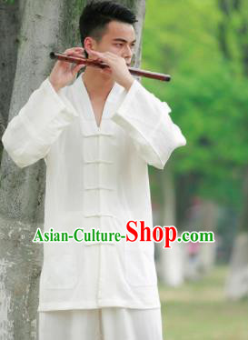 Traditional Chinese Wudang Taoist Priest Kung Fu Tai Chi White Outfits Martial Arts Competition Costume for Men Traditional Chinese Wudang Taoist Priest Kung Fu Tai Chi White Outfits Martial Arts Competition Costume for Men