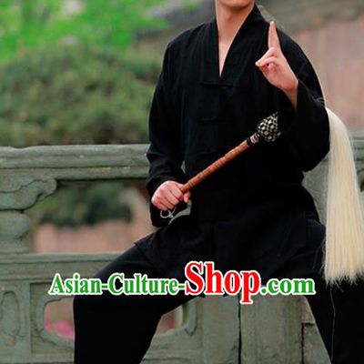 Traditional Chinese Wudang Taoist Priest Kung Fu Tai Chi Black Outfits Martial Arts Competition Costume for Men