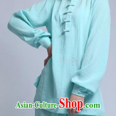 Chinese Traditional Wudang Martial Arts Blue Outfits Kung Fu Tai Chi Costume for Women