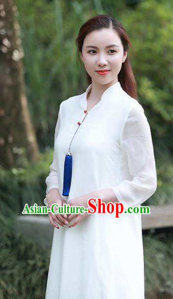 Chinese Traditional Tang Suit White Qipao Dress Classical Cheongsam Costume for Women Chinese Traditional Tang Suit White Qipao Dress Classical Cheongsam Costume for Women