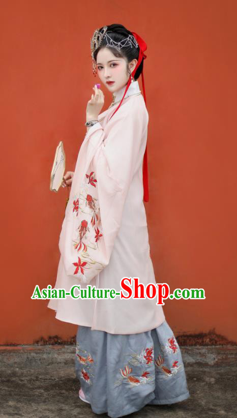 Traditional Chinese Ming Dynasty Imperial Consort Embroidered Hanfu Dress Ancient Royal Princess Replica Costume for Women