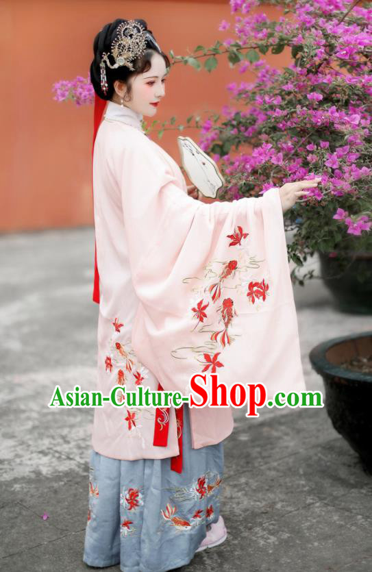 Traditional Chinese Ming Dynasty Imperial Consort Embroidered Hanfu Dress Ancient Royal Princess Replica Costume for Women