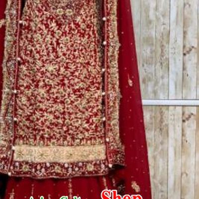 South Asia  Indian Court Bride Red Costumes Traditional   India Wedding Luxury Embroidered Dress for Women