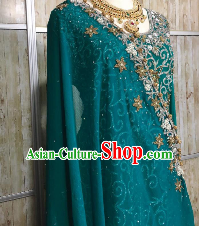 South Asia Pakistan Islam Bride Peacock Green Costumes Traditional Pakistani Hui Nationality Wedding Luxury Embroidered Dress for Women South Asia Pakistan Islam Bride Peacock Green Costumes Traditional Pakistani Hui Nationality Wedding Luxury Embroidered Dress for Women