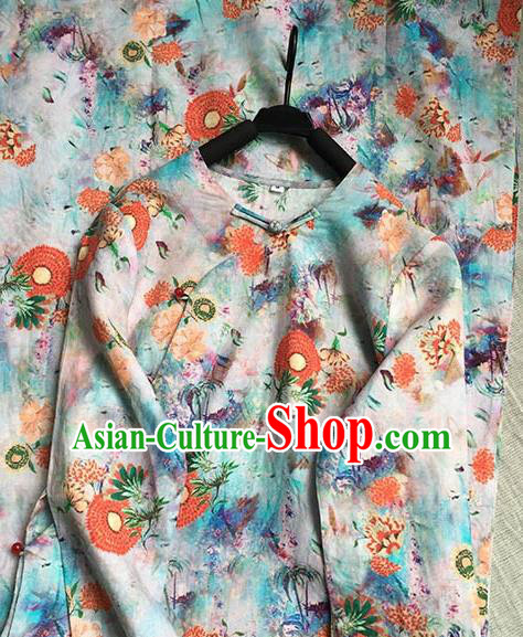 Chinese Traditional Tang Suit Printing Ramie Cheongsam National Costume Qipao Dress for Women Chinese Traditional Tang Suit Printing Ramie Cheongsam National Costume Qipao Dress for Women