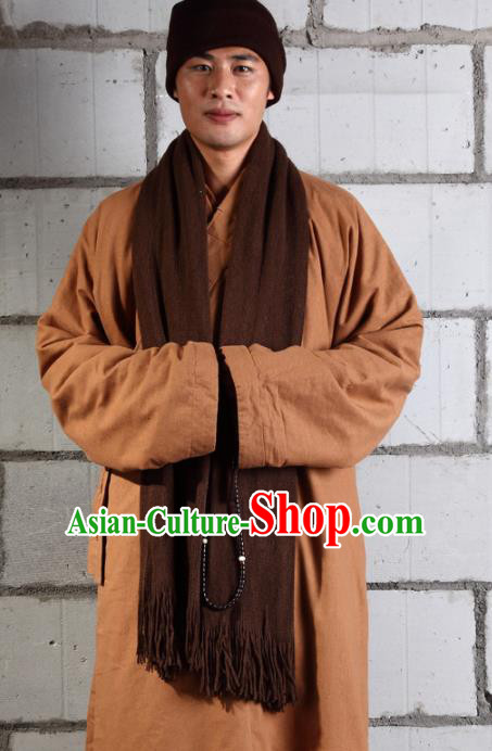 Traditional Chinese Monk Costume Buddhists Abbot Ginger Gown for Men Traditional Chinese Monk Costume Buddhists Abbot Ginger Gown for Men