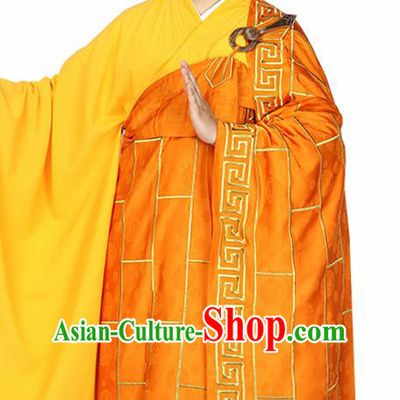 Traditional Chinese Monk Costume Buddhists Orange Cassock for Men