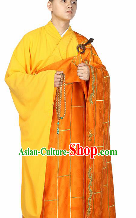 Traditional Chinese Monk Costume Buddhists Orange Cassock for Men Traditional Chinese Monk Costume Buddhists Orange Cassock for Men