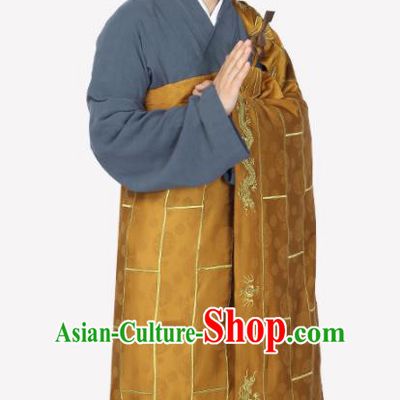 Traditional Chinese Monk Costume Buddhists Brownness Cassock for Men