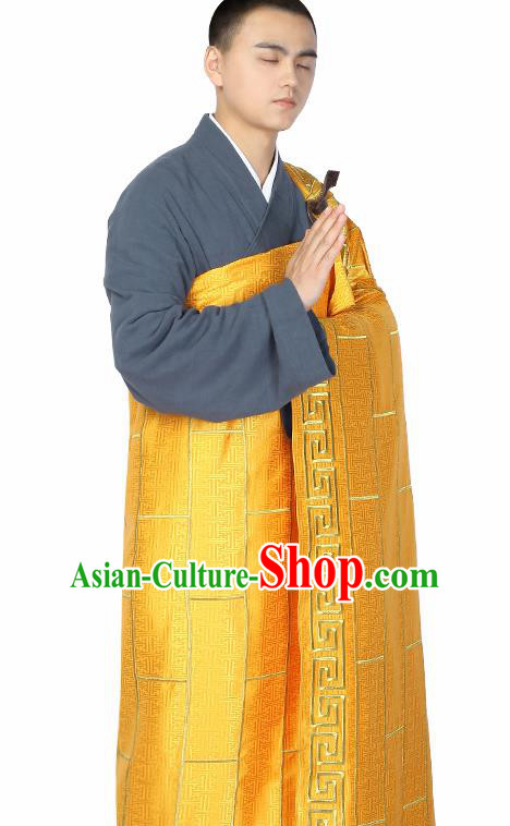 Traditional Chinese Monk Costume Buddhists Golden Cassock for Men Traditional Chinese Monk Costume Buddhists Golden Cassock for Men