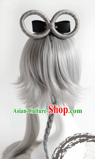 Top Grade Cosplay Fairy Swordsman Grey Wigs Hair Accessories for Women Top Grade Cosplay Fairy Swordsman Grey Wigs Hair Accessories for Women