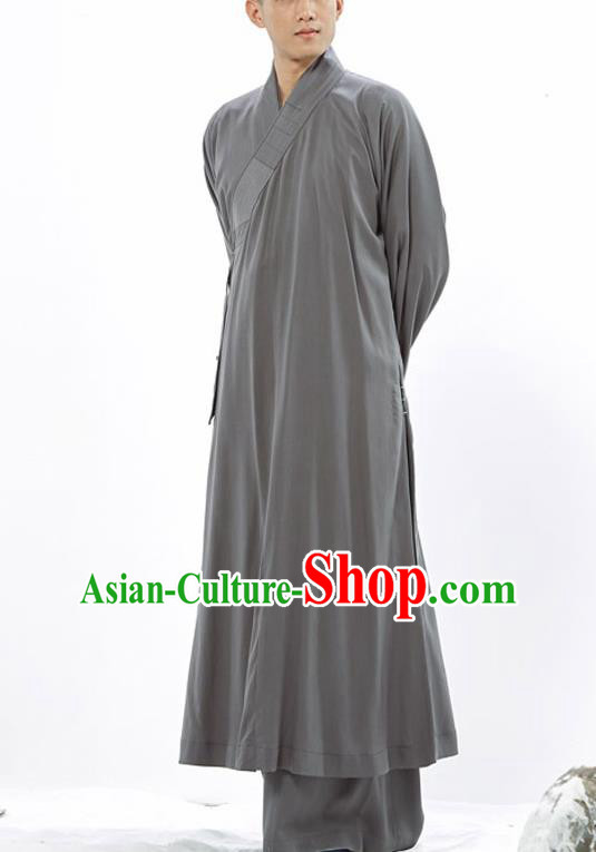 Traditional Chinese Monk Costume Buddhists Grey Long Robe for Men Traditional Chinese Monk Costume Buddhists Grey Long Robe for Men