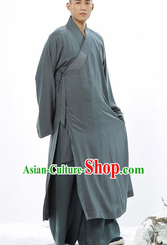 Traditional Chinese Monk Costume Buddhists Atrovirens Long Robe for Men Traditional Chinese Monk Costume Buddhists Atrovirens Long Robe for Men