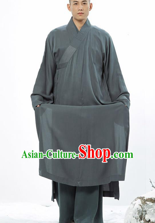Traditional Chinese Monk Costume Buddhists Atrovirens Long Robe for Men Traditional Chinese Monk Costume Buddhists Atrovirens Long Robe for Men
