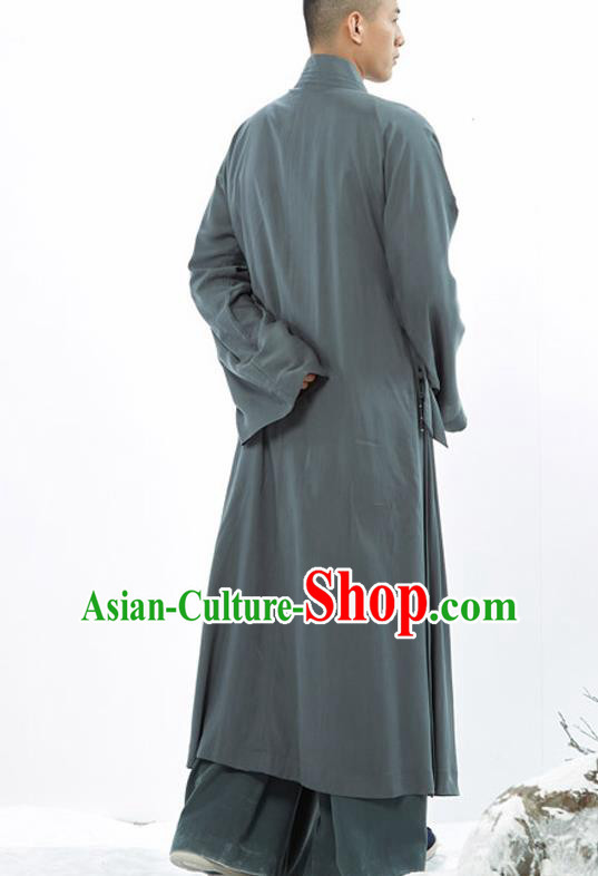 Traditional Chinese Monk Costume Buddhists Atrovirens Long Robe for Men Traditional Chinese Monk Costume Buddhists Atrovirens Long Robe for Men